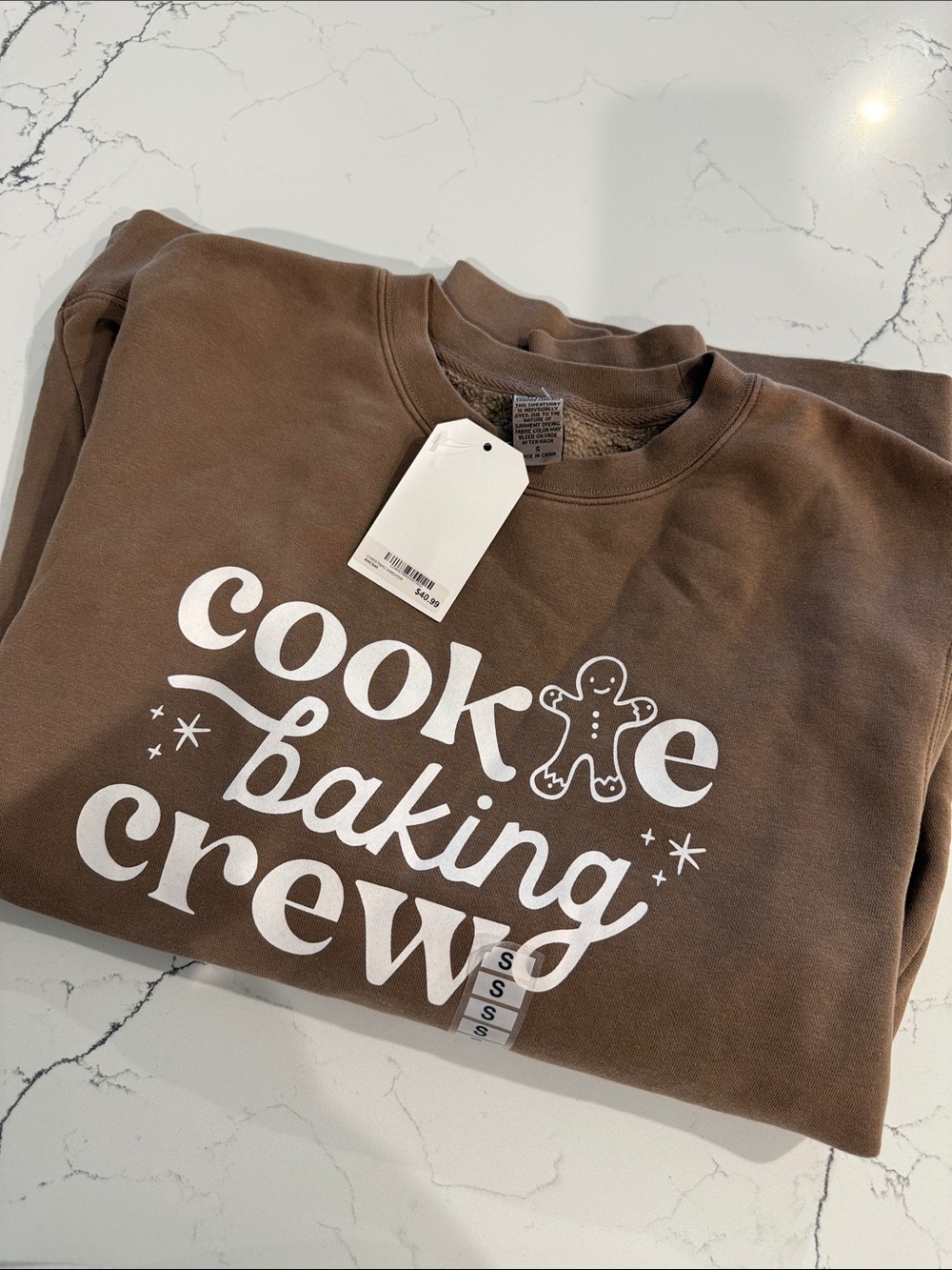 Cookie Baking Crew Graphic Sweatshirt - Brown